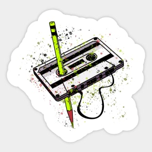 rewind cassette tape splash art style Sticker